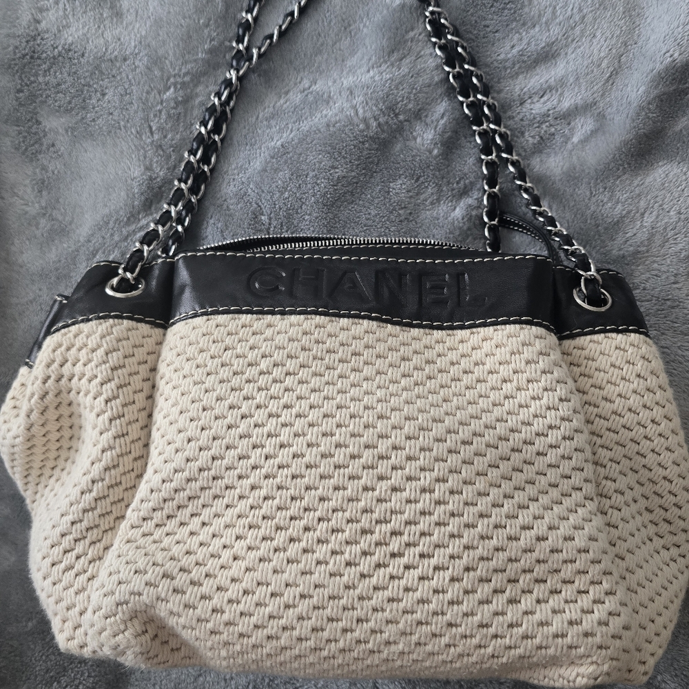 Chanel LAX Accordion Crochet Cream/white and Black Women's Bag